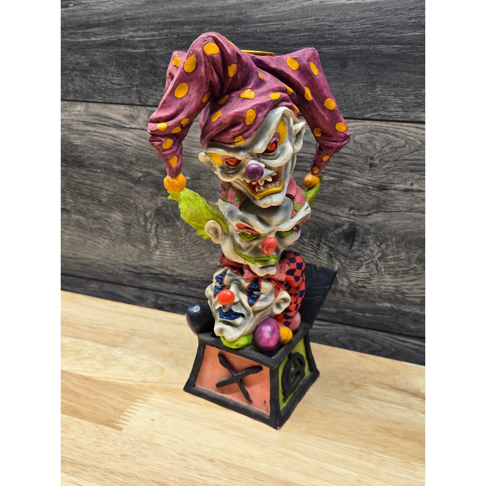 Evil Clown Totem Taper Candle Holder Scary Jester Jack in the Box Horror Decor